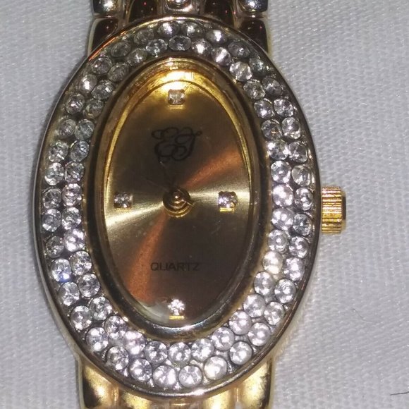 EJ LADIES OVAL FACE WRISTWATCH w/DIAMOND CHIPS CA 00587 - Picture 1 of 12
